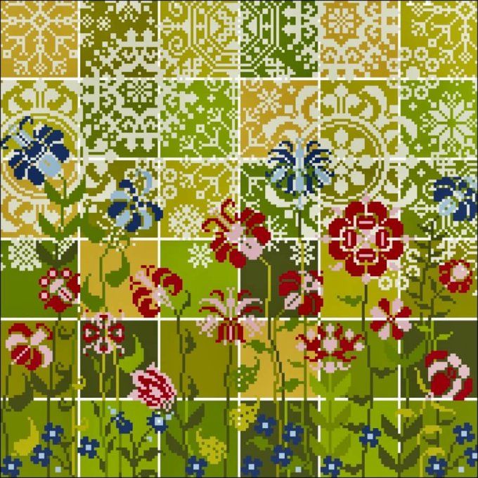 Die Farben meines Gartens, Werckstatt für historische Stickmuster