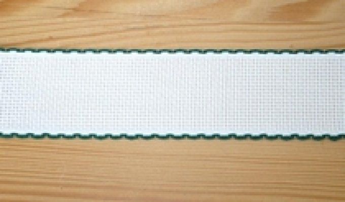 Bande Aïda 5 cm Blanc Liseré Vert par 50 cm